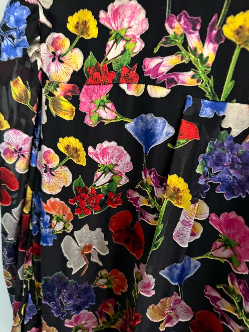 alice + olivia Black Floral Shirt Dress - Picture 7 of 8